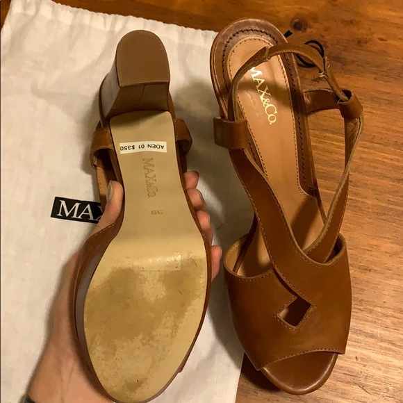 Max & Co brown leather chunky heels - Picture 3 of 3